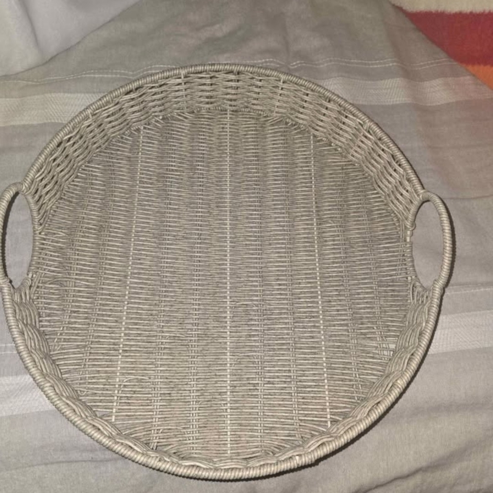 Large Round Woven Basket Tray